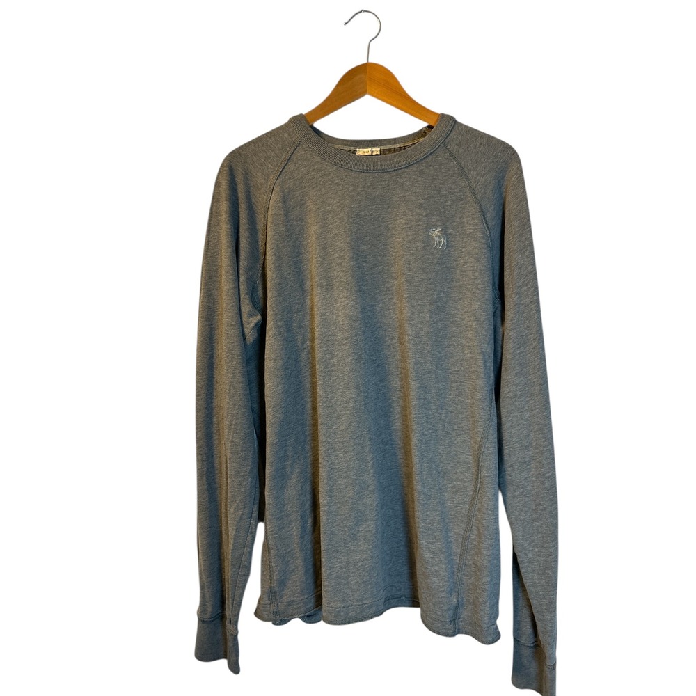 Abercrombie Fitch Men Gray Long Sleeve Crew Neck Moose Logo Muscle Tee XL